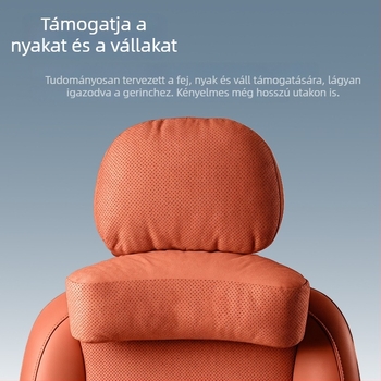 Autófejtámasz párna nyaki védelemmel és ágyéki támogató – univerzális illeszkedés, őz bőrből készült külső, biokoton töltet, minden évszakban, eredeti stílus
