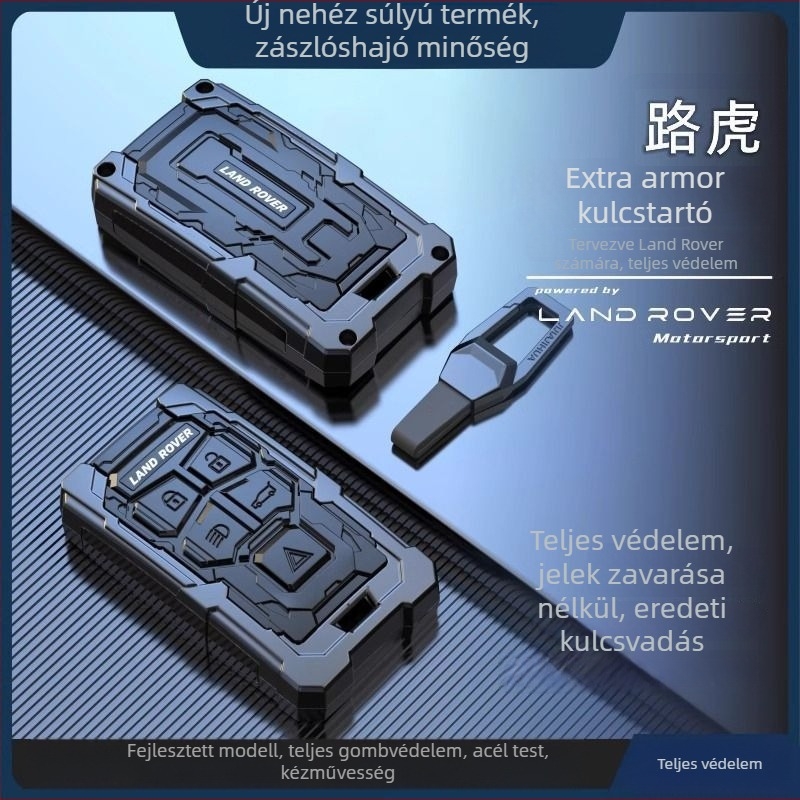 Kulcstartó tok Land Rover és Jaguar számára – alumíniumötvözet, trend stílus, testreszabható, kompatibilis a Range Rover Sport, Discovery 4, Evoque, Defender