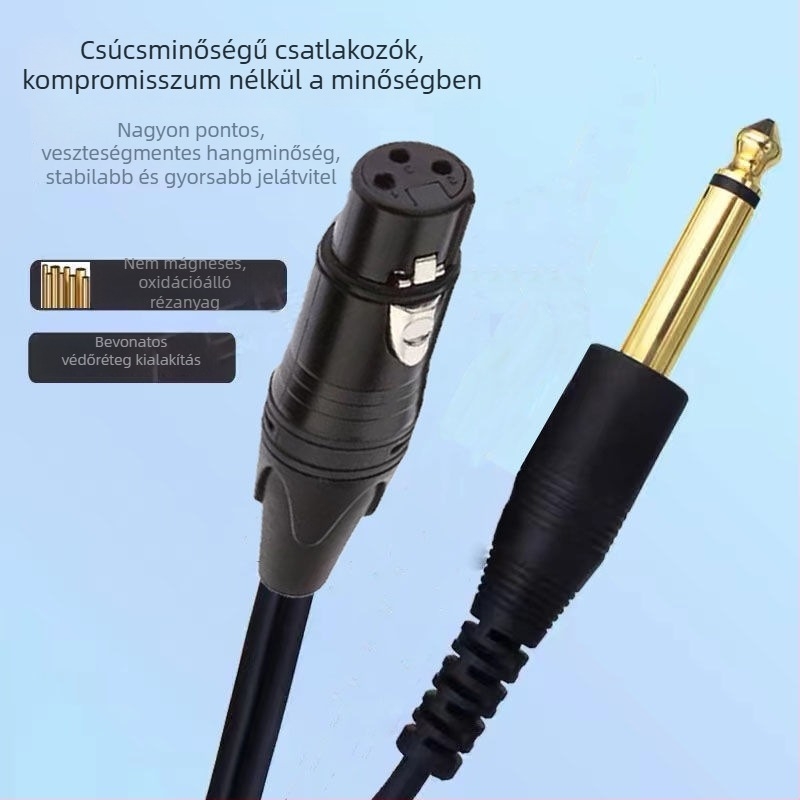 6,35 mm-es mikrofonkábel XLR-hez, kettős vezető, XLR női csatlakozó, nikkelített, ROHS