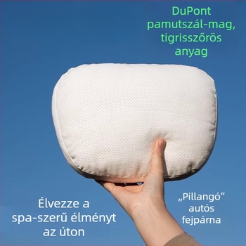 Autós fej- és nyakpárna Dupont bio-fleece töltettel, velúr bevonattal, geometriai mintázat, deréktámasz, egész évben használható, egyszerű stílus