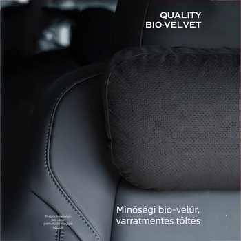 Autós fej- és nyakpárna Dupont bio-fleece töltettel, velúr bevonattal, geometriai mintázat, deréktámasz, egész évben használható, egyszerű stílus