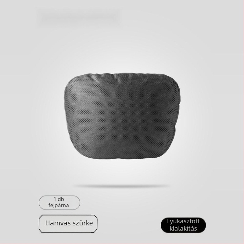 Autós fej- és nyakpárna Dupont bio-fleece töltettel, velúr bevonattal, geometriai mintázat, deréktámasz, egész évben használható, egyszerű stílus