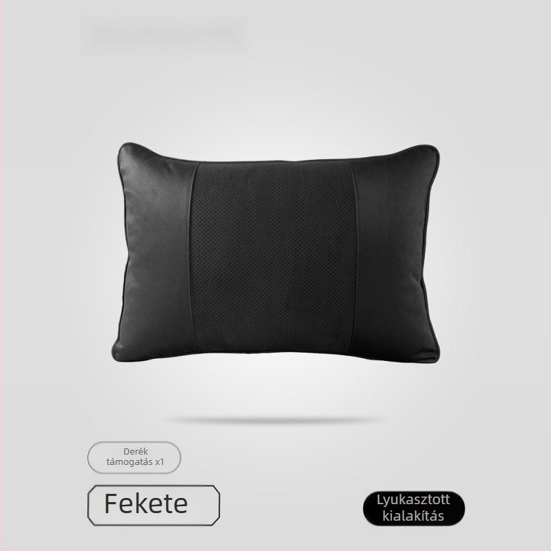 Autós fej- és nyakpárna Dupont bio-fleece töltettel, velúr bevonattal, geometriai mintázat, deréktámasz, egész évben használható, egyszerű stílus
