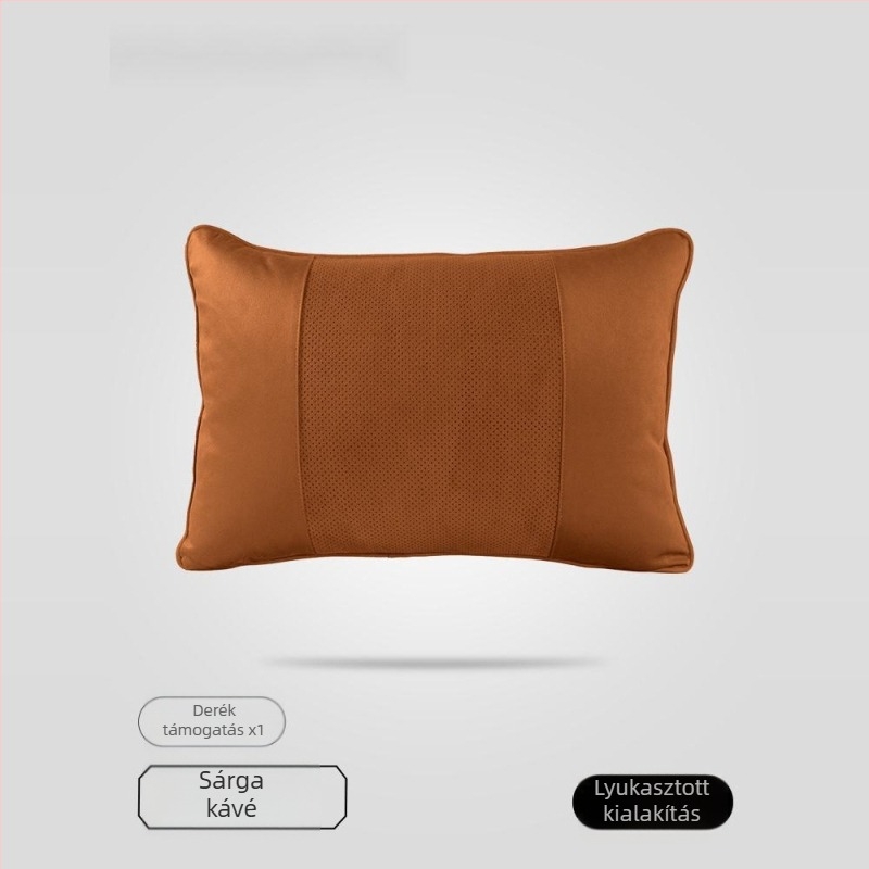 Autós fej- és nyakpárna Dupont bio-fleece töltettel, velúr bevonattal, geometriai mintázat, deréktámasz, egész évben használható, egyszerű stílus