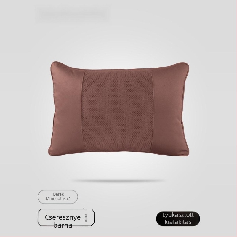 Autós fej- és nyakpárna Dupont bio-fleece töltettel, velúr bevonattal, geometriai mintázat, deréktámasz, egész évben használható, egyszerű stílus