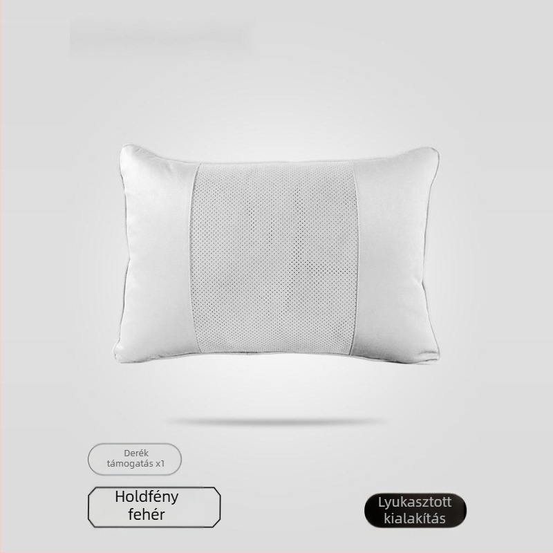 Autós fej- és nyakpárna Dupont bio-fleece töltettel, velúr bevonattal, geometriai mintázat, deréktámasz, egész évben használható, egyszerű stílus