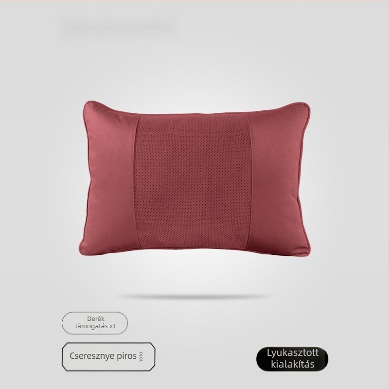 Autós fej- és nyakpárna Dupont bio-fleece töltettel, velúr bevonattal, geometriai mintázat, deréktámasz, egész évben használható, egyszerű stílus