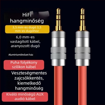 3,5 mm-es to 3,5 mm-es férfi AUX kábel, háromvezetékes, szilikon vezető Apple autóhifi DIY