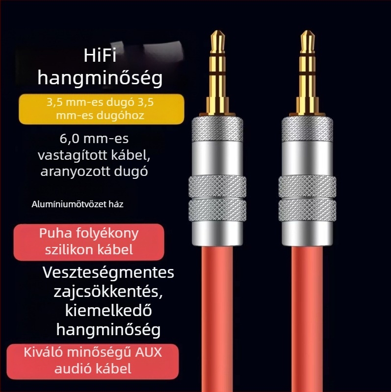 3,5 mm-es to 3,5 mm-es férfi AUX kábel, háromvezetékes, szilikon vezető Apple autóhifi DIY
