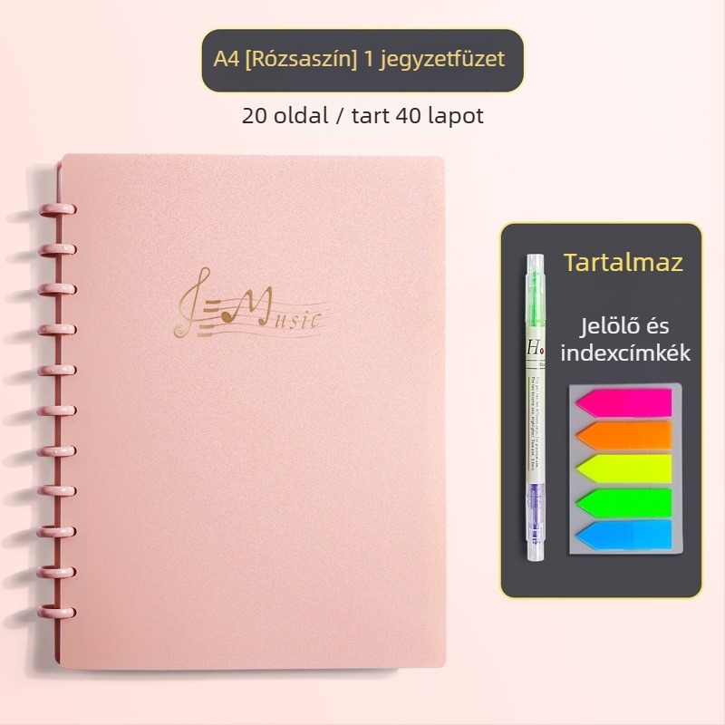 A4 kotta mappa gomba kapoccsal, Lay-Flat dizájn, PP anyag, többoldalas