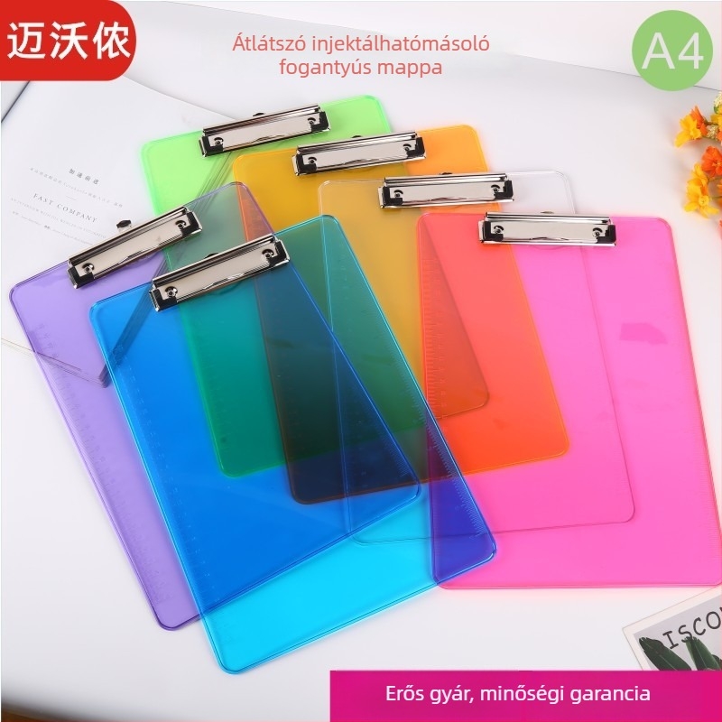 Irodai műanyag klipboard PS anyagból, A4 kompatibilis, rögzítő méret 120×30 mm, lemez vastagsága 1,8 mm