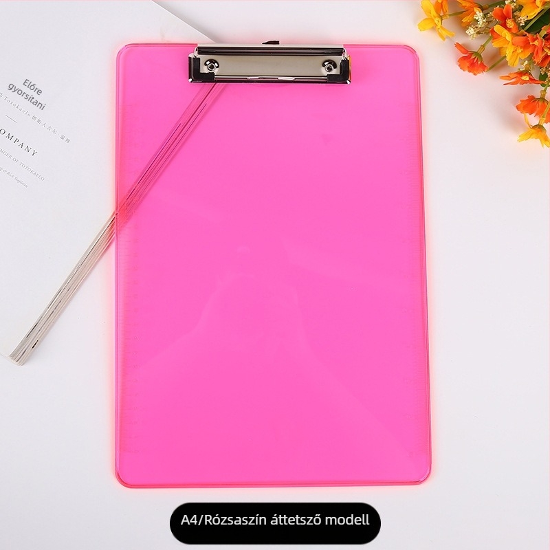 Irodai műanyag klipboard PS anyagból, A4 kompatibilis, rögzítő méret 120×30 mm, lemez vastagsága 1,8 mm