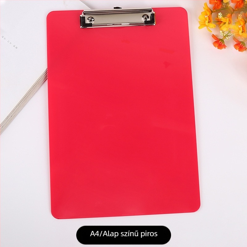 Irodai műanyag klipboard PS anyagból, A4 kompatibilis, rögzítő méret 120×30 mm, lemez vastagsága 1,8 mm