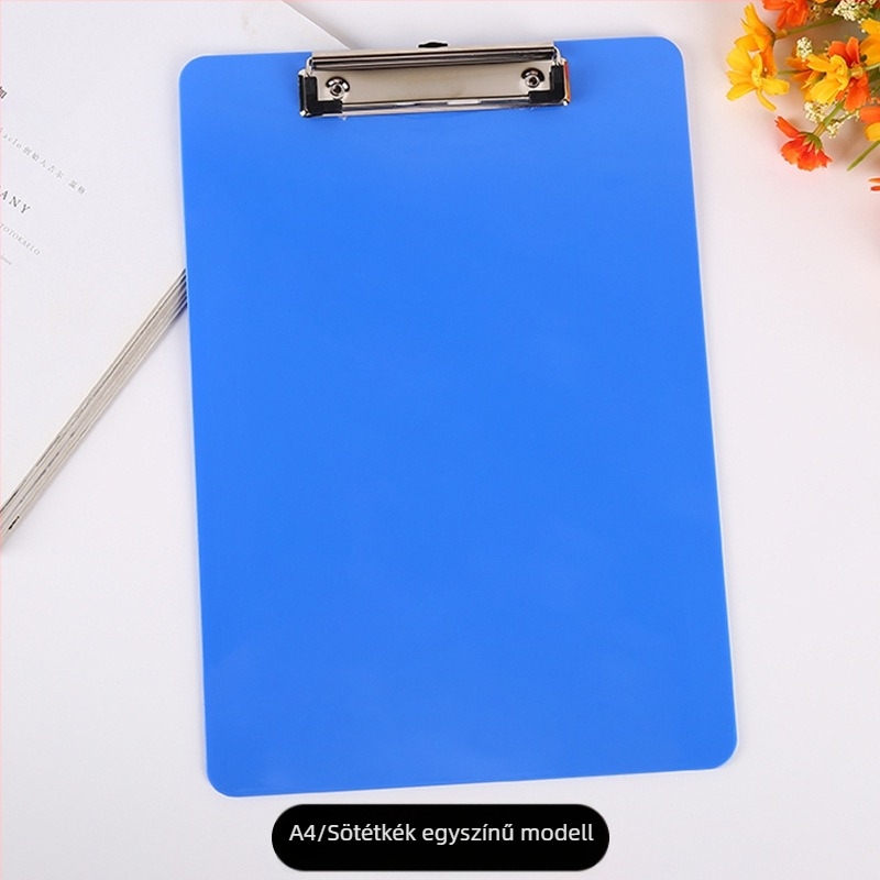 Irodai műanyag klipboard PS anyagból, A4 kompatibilis, rögzítő méret 120×30 mm, lemez vastagsága 1,8 mm