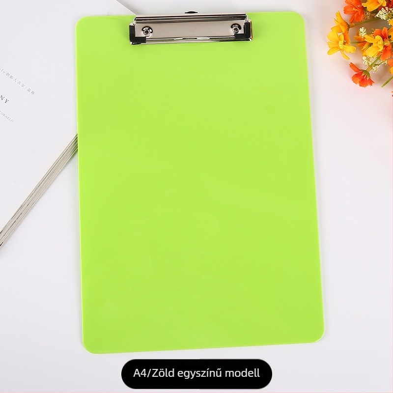 Irodai műanyag klipboard PS anyagból, A4 kompatibilis, rögzítő méret 120×30 mm, lemez vastagsága 1,8 mm