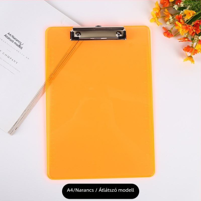 Irodai műanyag klipboard PS anyagból, A4 kompatibilis, rögzítő méret 120×30 mm, lemez vastagsága 1,8 mm