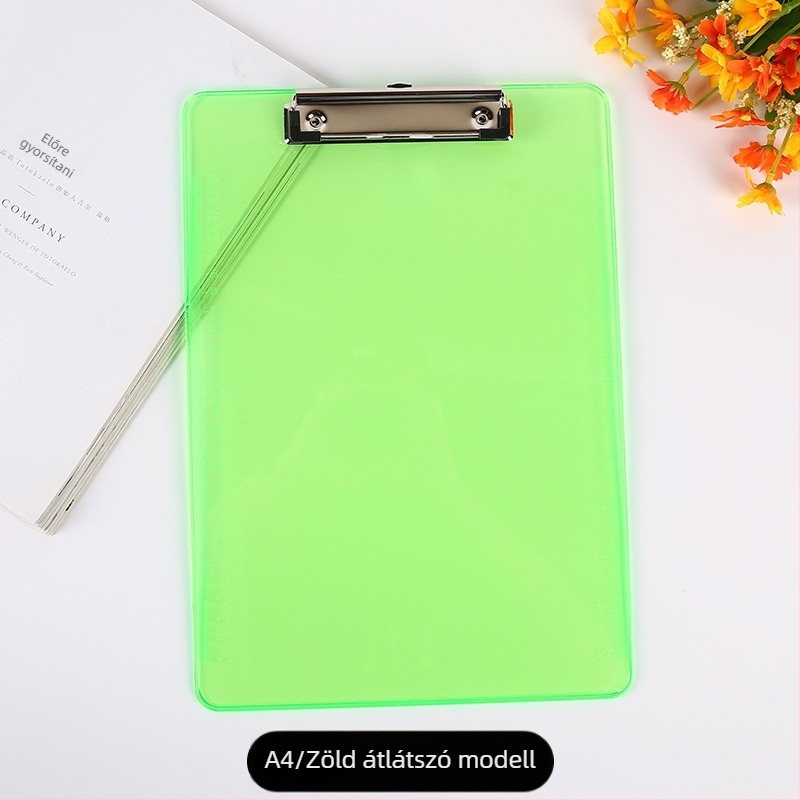 Irodai műanyag klipboard PS anyagból, A4 kompatibilis, rögzítő méret 120×30 mm, lemez vastagsága 1,8 mm