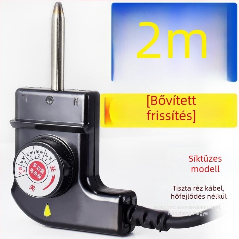 Koreai stílusú multifunkciós elektromos forró fazék, tápkábel hárompontos csatlakozóval, hőmérséklet-szabályozó kábel a fazékhoz és grill serpenyőhöz