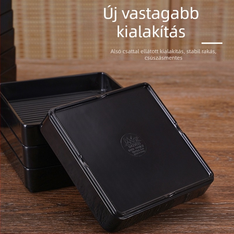 Younger melamin négyszögletes tál, vastagított és egymásra tehető, egy darabból készült forma, egyszínű dizájn, kereskedelmi használatra