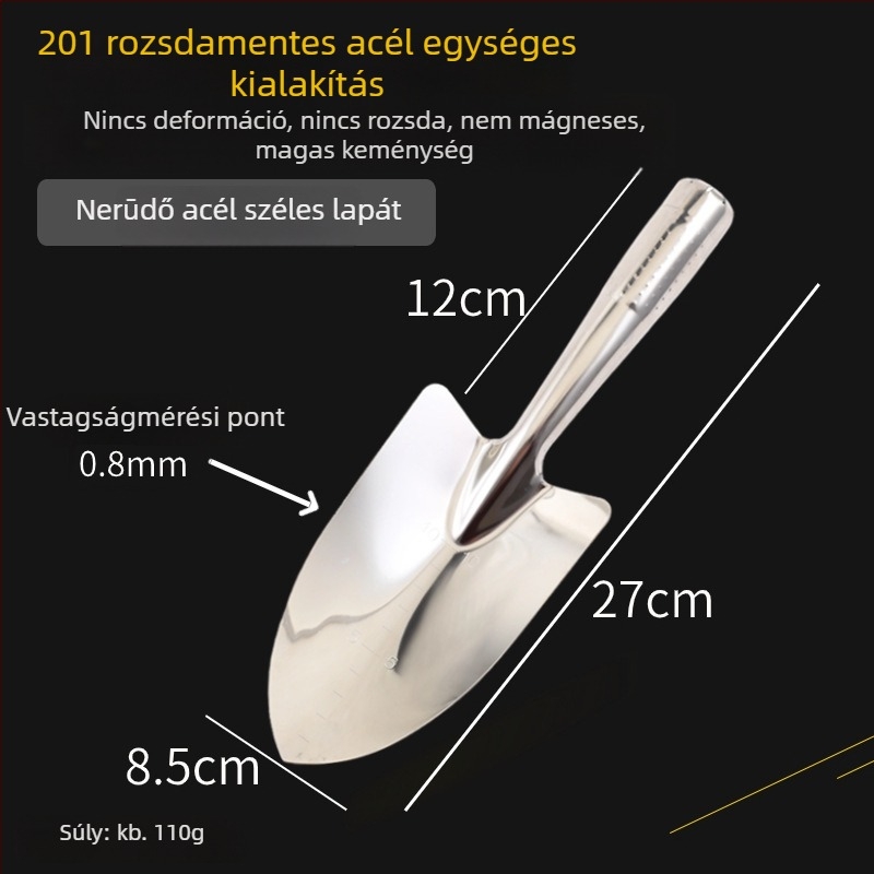 Rozsdamentes acélból készült, megerősített kerti ásó - ültetésre és strandhoz - három darabos készlet