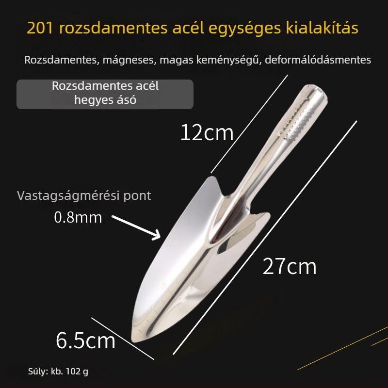 Rozsdamentes acélból készült, megerősített kerti ásó - ültetésre és strandhoz - három darabos készlet