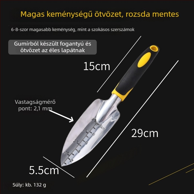 Rozsdamentes acélból készült, megerősített kerti ásó - ültetésre és strandhoz - három darabos készlet