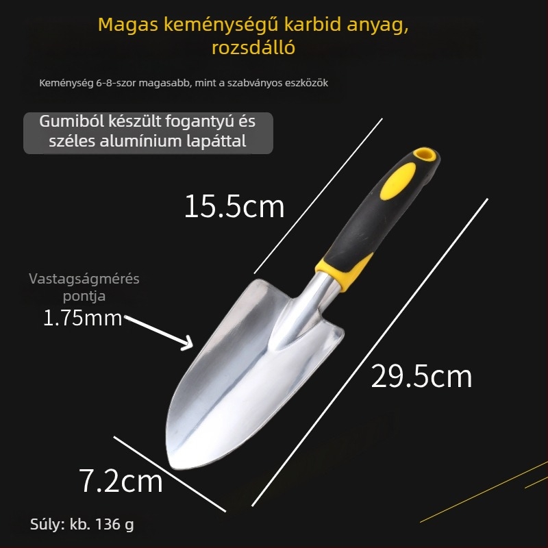 Rozsdamentes acélból készült, megerősített kerti ásó - ültetésre és strandhoz - három darabos készlet
