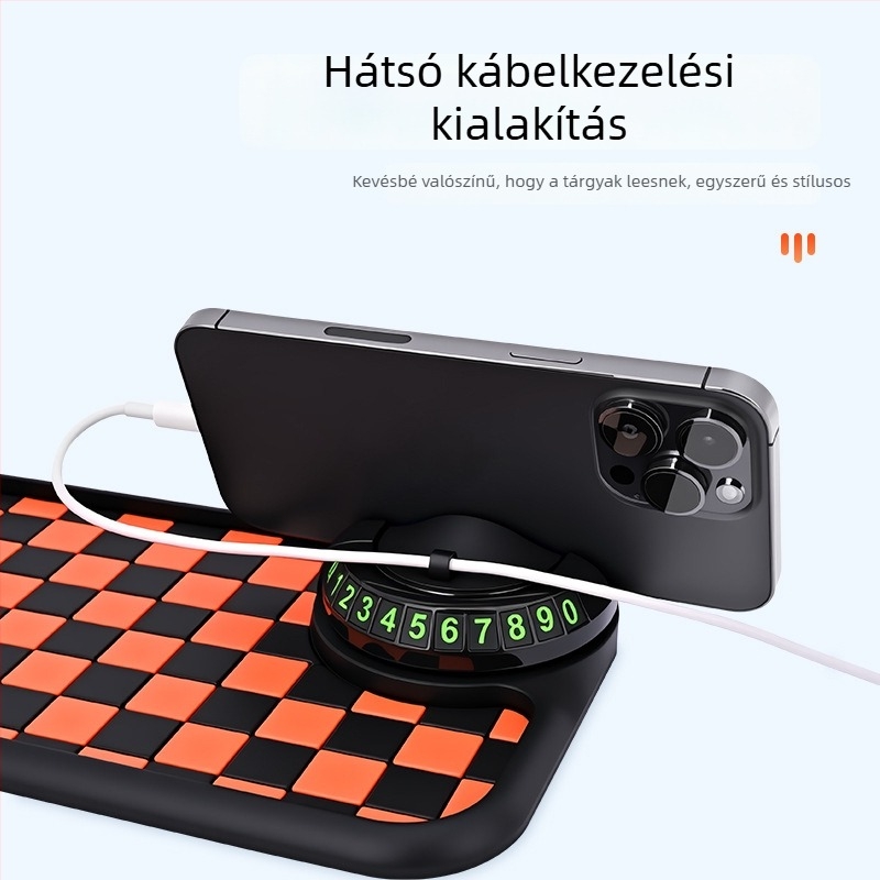 Baviss Többfunkciós csúszásmentes autómatrac telefontartóval és ideiglenes parkolótáblával, PVC (Termékkód: B-61)