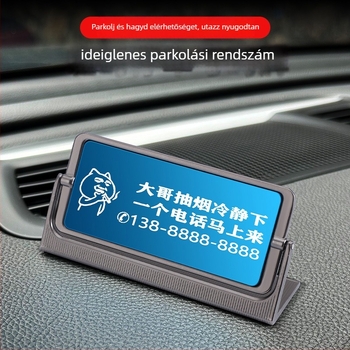 Fém lézergravírozott ideiglenes parkolási jel telefonszámmal; új modell; logó nyomtatás lehetséges