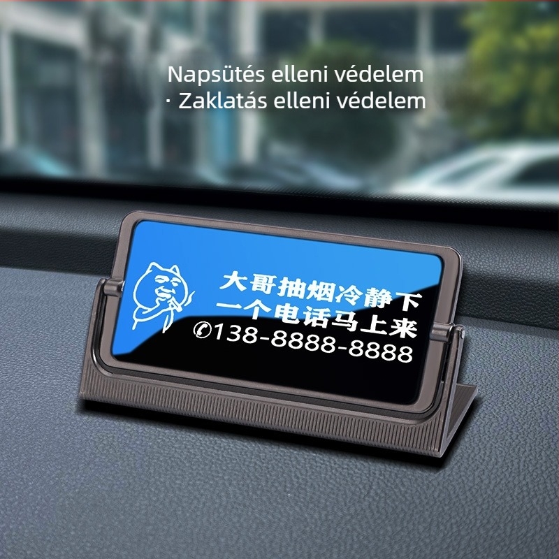 Fém lézergravírozott ideiglenes parkolási jel telefonszámmal; új modell; logó nyomtatás lehetséges