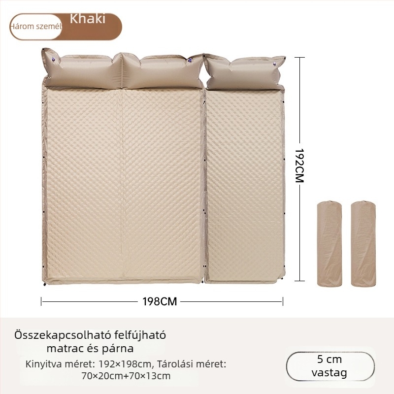 Felfújható kemping matrac kültéren - hordozható matrac a sátorhoz, automata felfújás, autóval kompatibilis, Kapacitás 1–3 személy, Nettó tömeg 3 kg, Anyag Chun Yongfang