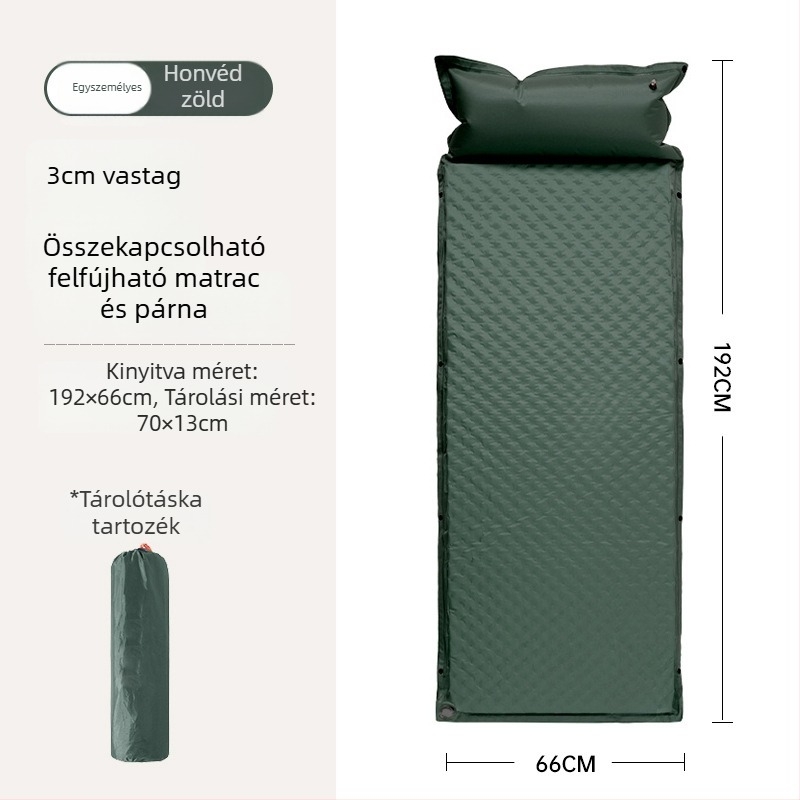 Felfújható kemping matrac kültéren - hordozható matrac a sátorhoz, automata felfújás, autóval kompatibilis, Kapacitás 1–3 személy, Nettó tömeg 3 kg, Anyag Chun Yongfang