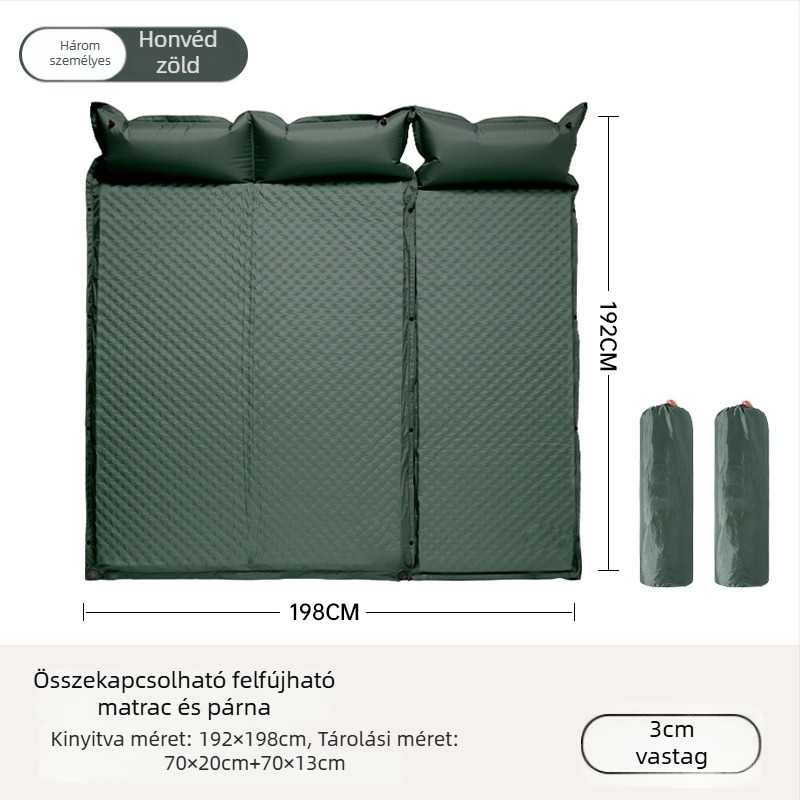 Felfújható kemping matrac kültéren - hordozható matrac a sátorhoz, automata felfújás, autóval kompatibilis, Kapacitás 1–3 személy, Nettó tömeg 3 kg, Anyag Chun Yongfang