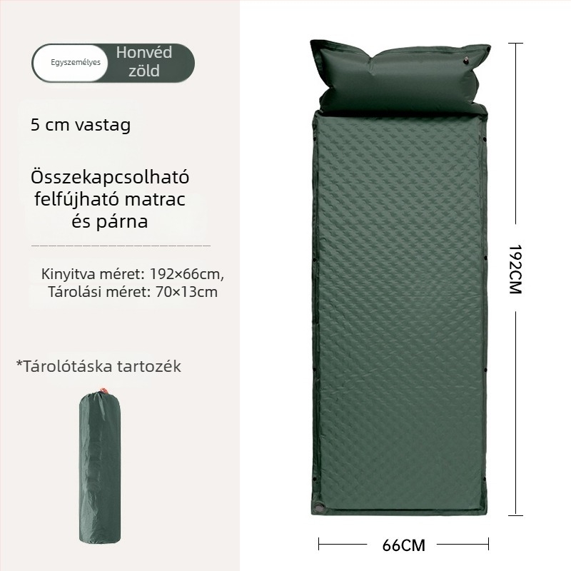Felfújható kemping matrac kültéren - hordozható matrac a sátorhoz, automata felfújás, autóval kompatibilis, Kapacitás 1–3 személy, Nettó tömeg 3 kg, Anyag Chun Yongfang