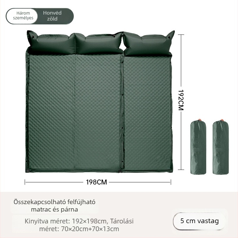 Felfújható kemping matrac kültéren - hordozható matrac a sátorhoz, automata felfújás, autóval kompatibilis, Kapacitás 1–3 személy, Nettó tömeg 3 kg, Anyag Chun Yongfang