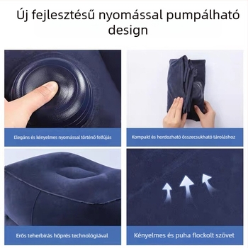 Bridgeon ZJM-AY030 hordozható felfújható lábtámasz PVC filc bevonattal, vastagság 0,45 mm, méretek 42×30×32 cm, tömeg 330–600 g