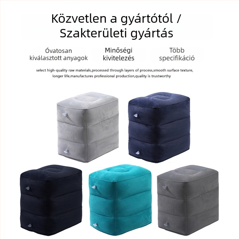 Bridgeon ZJM-AY030 hordozható felfújható lábtámasz PVC filc bevonattal, vastagság 0,45 mm, méretek 42×30×32 cm, tömeg 330–600 g