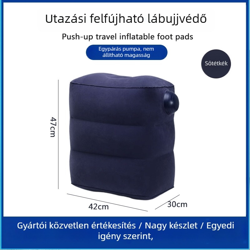Bridgeon ZJM-AY030 hordozható felfújható lábtámasz PVC filc bevonattal, vastagság 0,45 mm, méretek 42×30×32 cm, tömeg 330–600 g