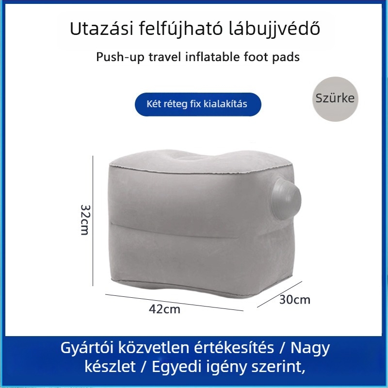 Bridgeon ZJM-AY030 hordozható felfújható lábtámasz PVC filc bevonattal, vastagság 0,45 mm, méretek 42×30×32 cm, tömeg 330–600 g