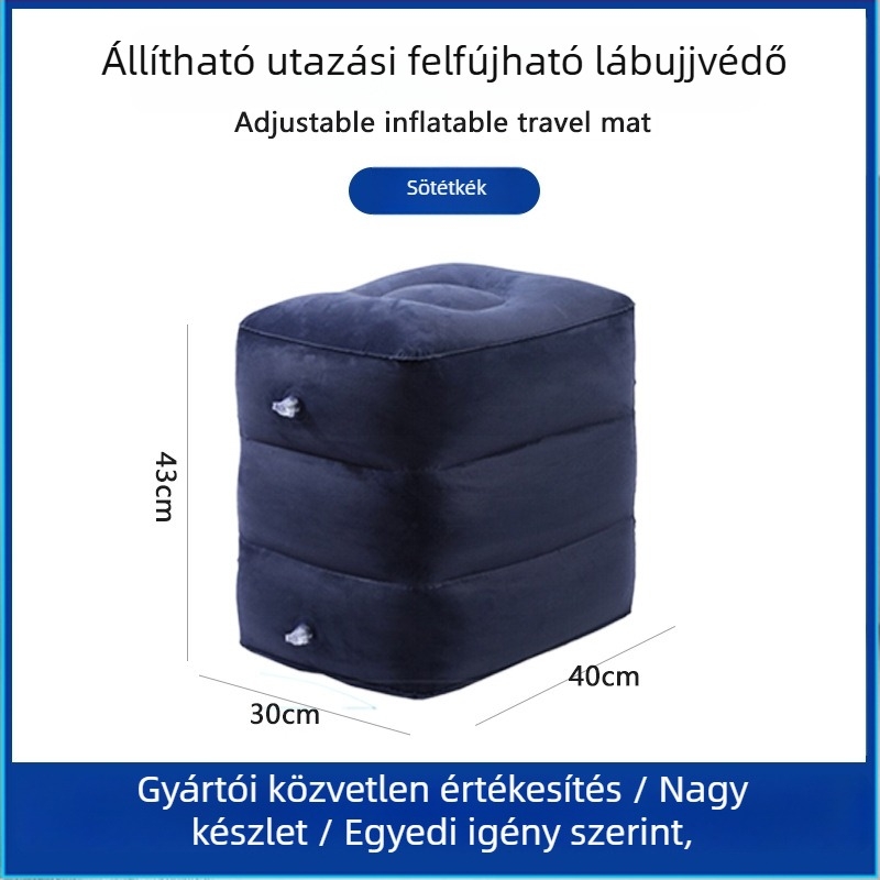 Bridgeon ZJM-AY030 hordozható felfújható lábtámasz PVC filc bevonattal, vastagság 0,45 mm, méretek 42×30×32 cm, tömeg 330–600 g