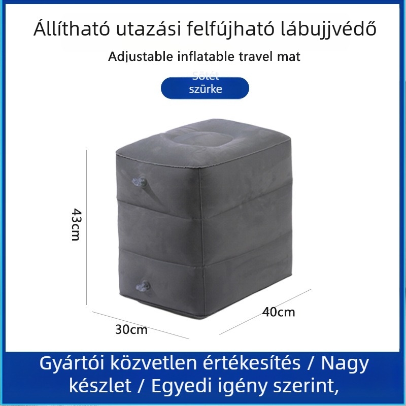 Bridgeon ZJM-AY030 hordozható felfújható lábtámasz PVC filc bevonattal, vastagság 0,45 mm, méretek 42×30×32 cm, tömeg 330–600 g