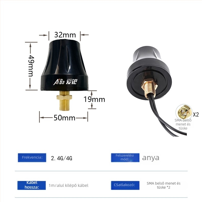 Beidou GPS szekrényantenna aktív LNA-val, 3V/5V tápegység, SMA csatlakozó, kerek gomba forma