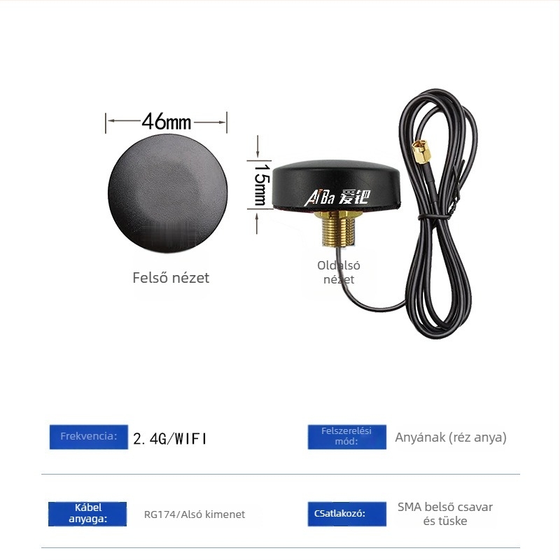 Beidou GPS szekrényantenna aktív LNA-val, 3V/5V tápegység, SMA csatlakozó, kerek gomba forma