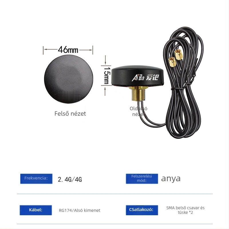 Beidou GPS szekrényantenna aktív LNA-val, 3V/5V tápegység, SMA csatlakozó, kerek gomba forma