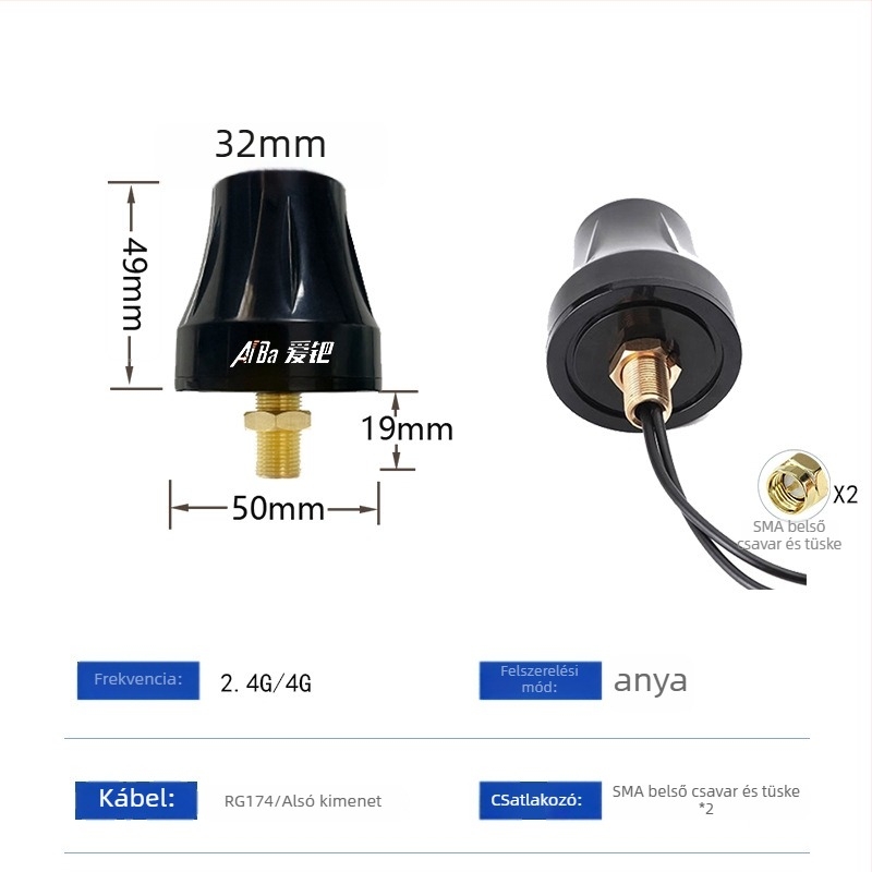 Beidou GPS szekrényantenna aktív LNA-val, 3V/5V tápegység, SMA csatlakozó, kerek gomba forma
