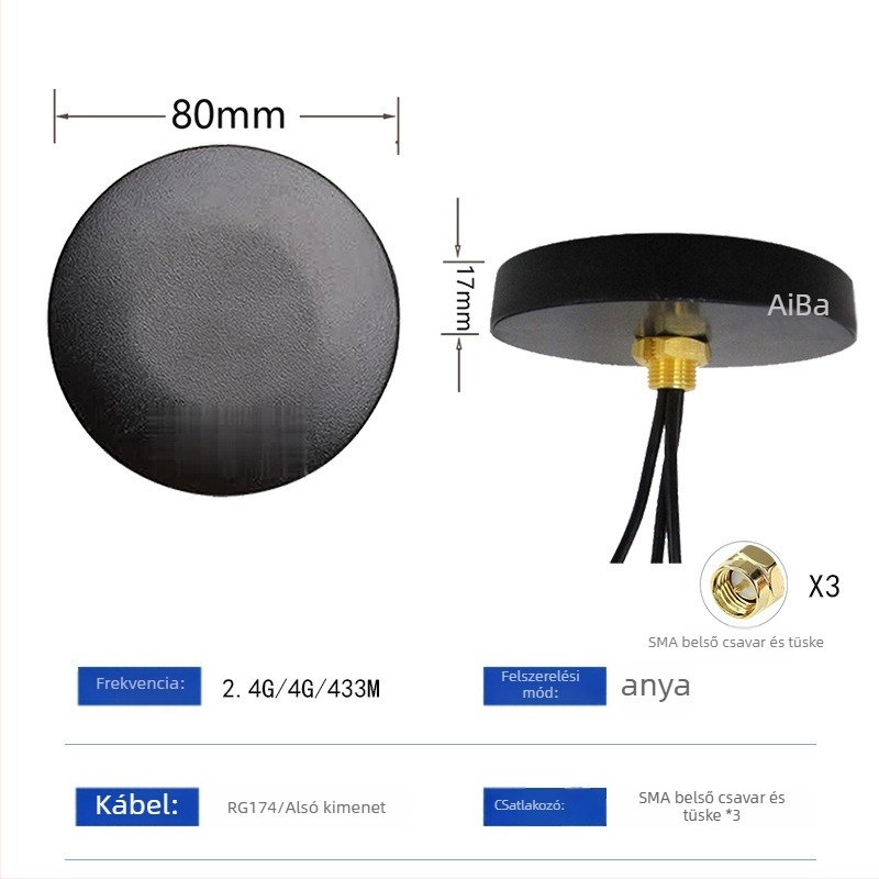 Beidou GPS szekrényantenna aktív LNA-val, 3V/5V tápegység, SMA csatlakozó, kerek gomba forma