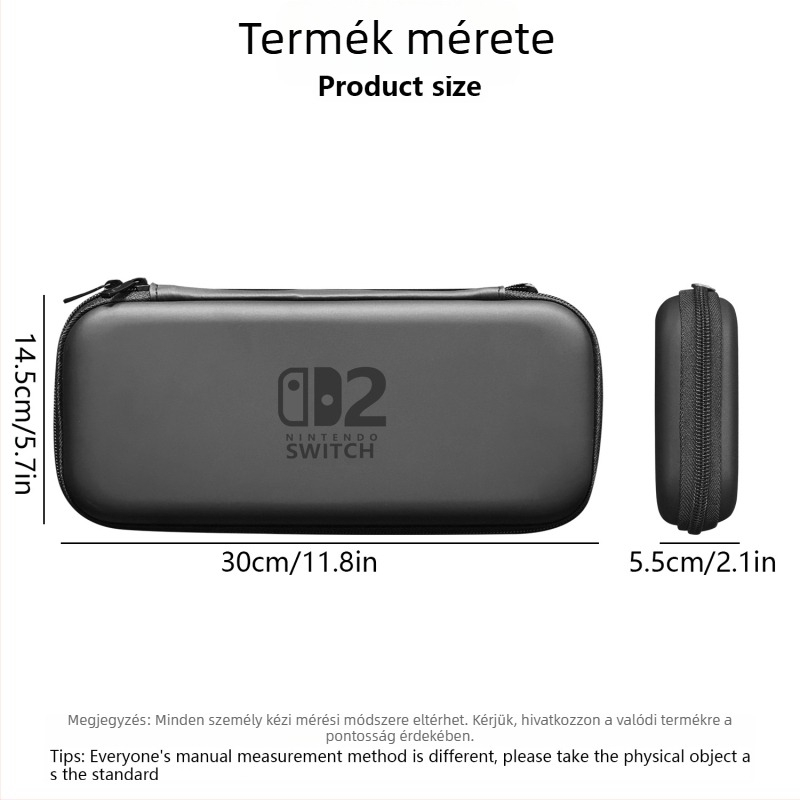 Switch2 kemény tároló tok EVA védelemmel, PU+EVA anyagok, szitanyomásos relief, Nintendo Switch-hez