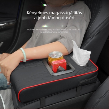 Bőr kartámasz párna pohártartóval és zsebkendő tartóval, univerzális, testreszabható, márka Luda