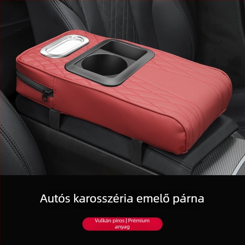 Bőr kartámasz párna pohártartóval és zsebkendő tartóval, univerzális, testreszabható, márka Luda
