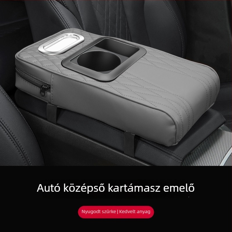 Bőr kartámasz párna pohártartóval és zsebkendő tartóval, univerzális, testreszabható, márka Luda